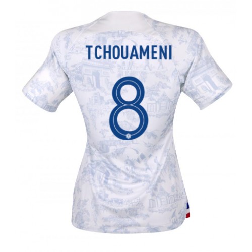 Frankrike Aurelien Tchouameni #8 Bortatröja Kvinnor VM 2022 Kortärmad